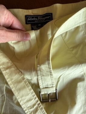 Salvatore Ferragamo Light Yellow Cotton Shirt with Buckle Waist